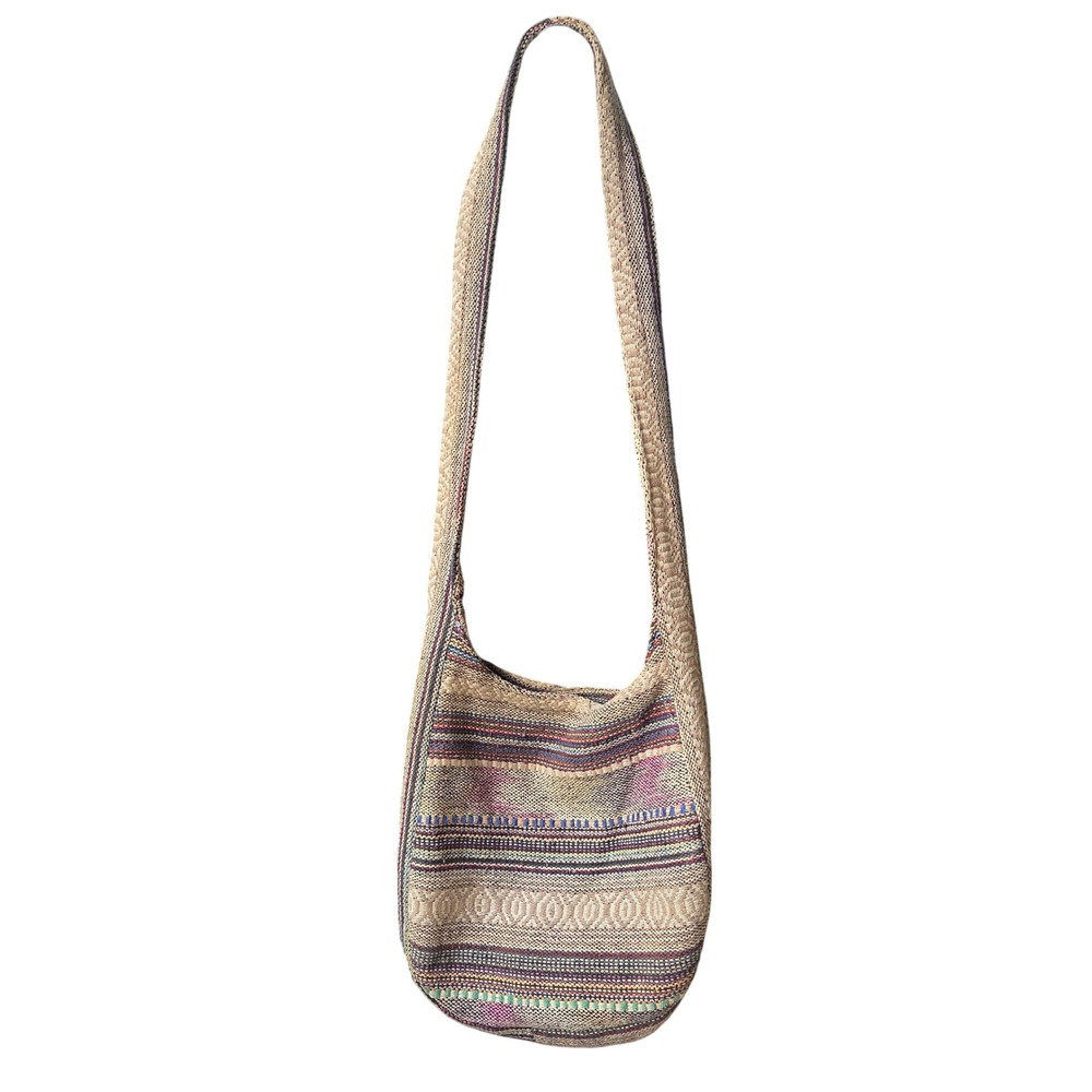 Boho Hippie Woven Crossbody Bag Multi Color Geometric Shoulder Bag Artsy Tribal